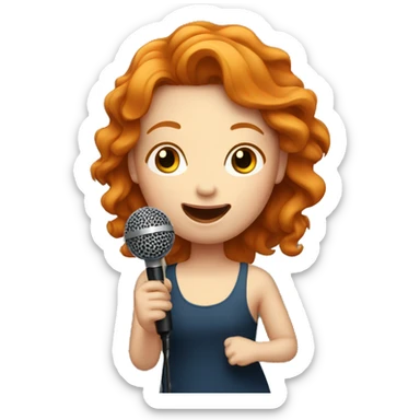 Ginger girl with microphone singing  sticker