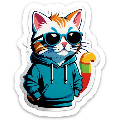 Cat with sunglasses and hoodie saying nice sticker