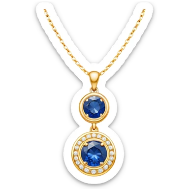 "A highly detailed, vibrant, and shiny emoji-style illustration of a gold necklace with a beautiful gemstone pendant. The necklace should have a delicate, elegant design with a polished, glossy finish. The gemstone should be a sparkling sapphire, emerald, or ruby, reflecting light for a luxurious effect. The background should be minimal or transparent, resembling the classic emoji aesthetic." sticker