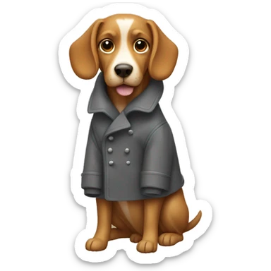 A dog wearing coat sticker
