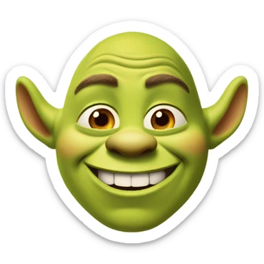 Shrek saying oh hello there but only his tiny arms and legs are attached to only his head sticker
