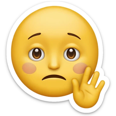 A straight face emoji with a slight look of disgust, a horizontal hand where the neck would be. All yellow. It should be a normal emoji with no body parts except the floating jandc sticker