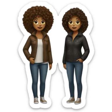 couple de filles noir avec des cheveux brun sticker