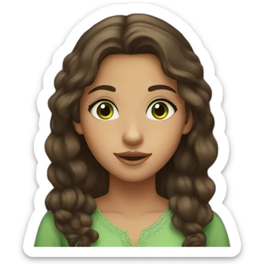A Moroccan young girl with brown hair and green eyes sticker