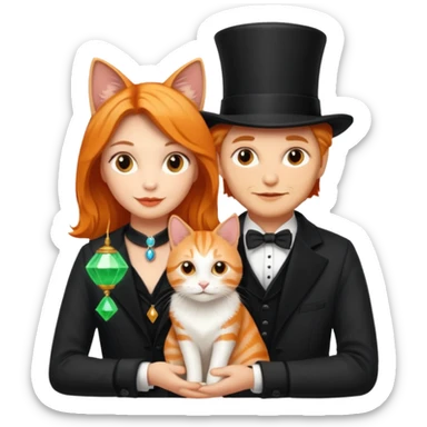 Icon magician couple and their pet cat sticker