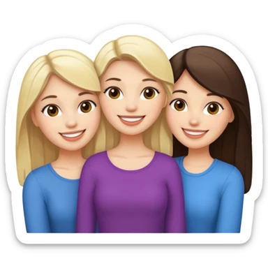 3 girlfriends white 1 blond 2 brunette  sticker