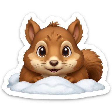 squirrel poking its head out of snow hill sticker
