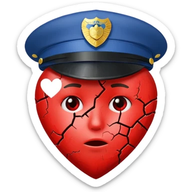 Corazón roto con gorra de policia sticker