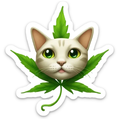 Weed leaf cat sticker