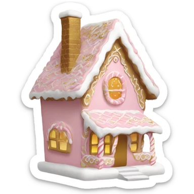 light pink and gold and white gingerbread house sticker