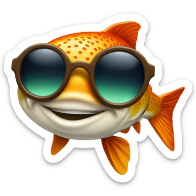A trout wearing sunglasses sticker