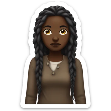 dark-skinned girl frowning with dreadlocks sticker