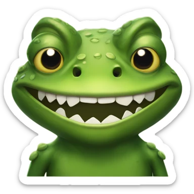 A frog with Vic teeth and armor that looks like vegetal sticker