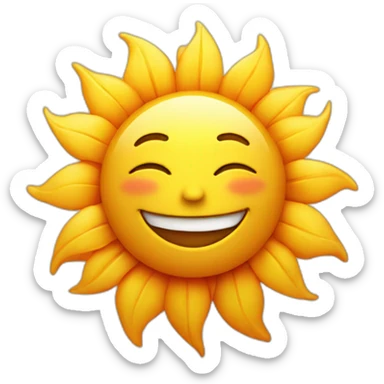 sun smiling with a rose on his head sticker