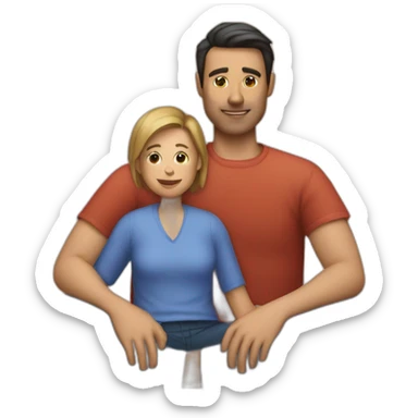 generate an emoji of a person sitting on the lap of someone else  sticker