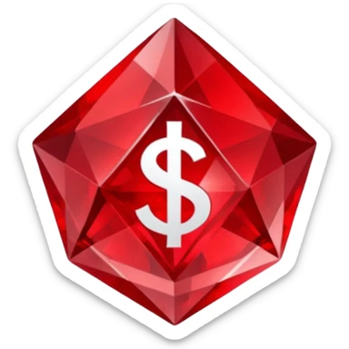 Red crystal with a $ drawn in the center of the crystal. sticker