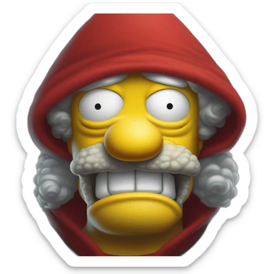 a close up of homer simpson wearing a red cloth, michael whelan and karol bak, by Andrew Ferez, pascal blanche, graphic artist magali villeneuve, mark simonetti sticker