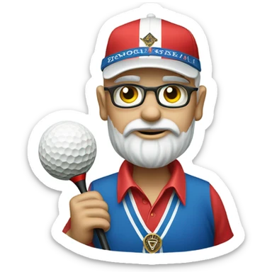 A norwegian freemason with icon on shirt playing golf sticker
