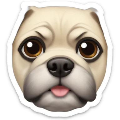 A pug cross bred with a schnauzer with fully white furr and brown eyes sticker