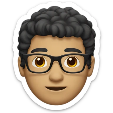 Men A light tan man, black hair, with burgundy glasses, and dark brown eyes. sticker