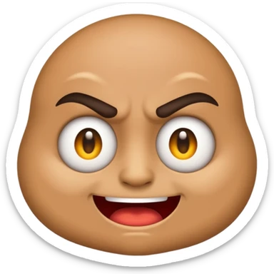 A simple emoji that is half angry and half kind and happy. sticker