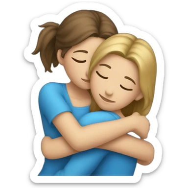 Hug between two girl in blue  sticker