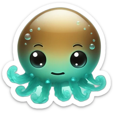 2 baby jellyfish cute brown and turquoise  sticker