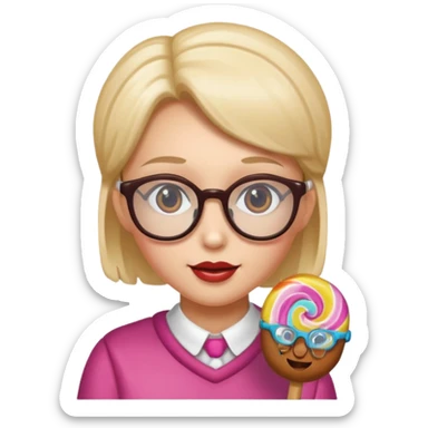 single charactarized personified candy sweet treat with glassess sticker