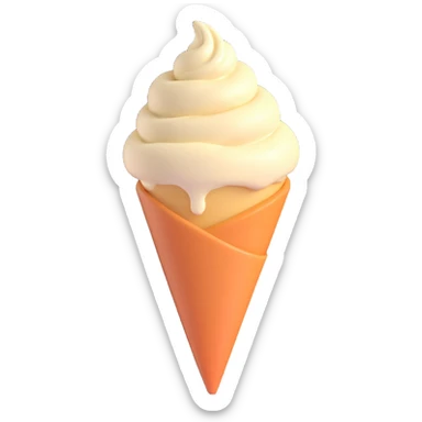 simple vanilla gelato without topping, inverted cone sticker