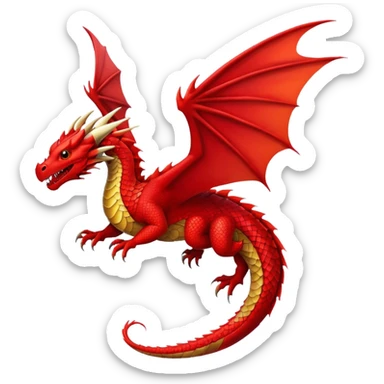 Red dragon flying sticker