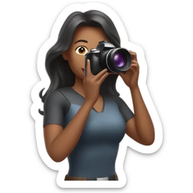 A superwomen taking pictures with camera sticker