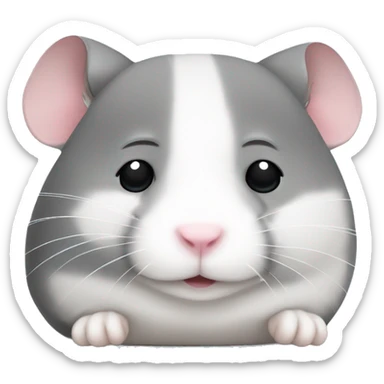 a gray and white hamster with a cute face sleeping sticker