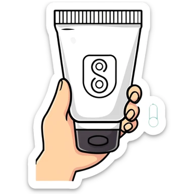 hand holding a beauty cream tube with a measurement mark sticker