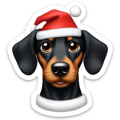 Black and Tan sausage dog in Christmas hat sticker
