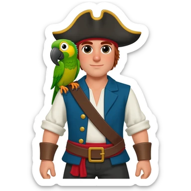 pirate and parrot sticker