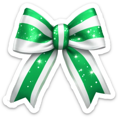 green and white cheer bow with sparkles  sticker