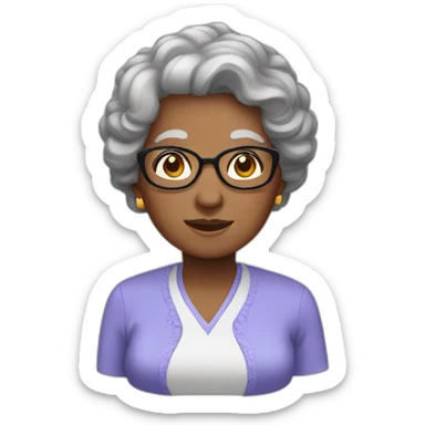 black hair, grandma sticker