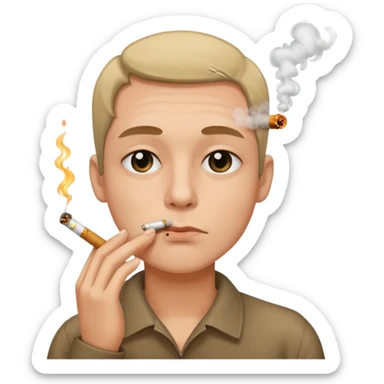 Face with low eyelids and cigarette in mouth  sticker
