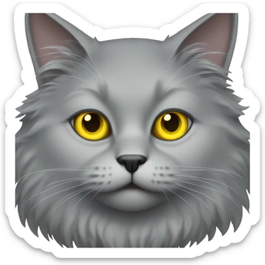 A gery fluffy cat with yellow eyes  sticker