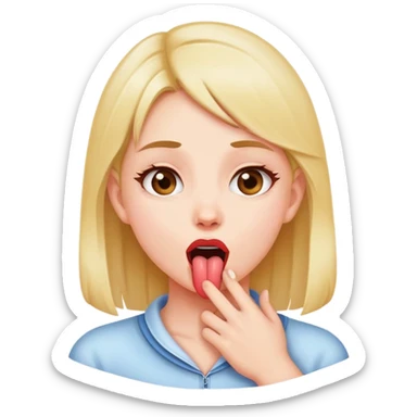 Girl grabby her neck with her tongue out sticker