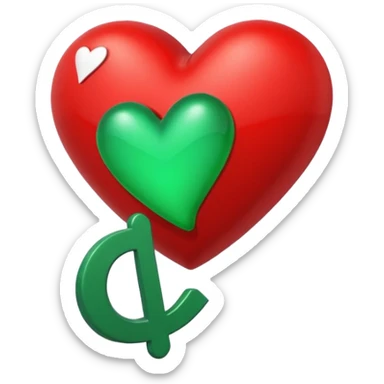 Signo de interrogación verde y un corazón para remplazar el punto verde sticker