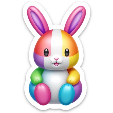 easter rainbow inflatable bouncy bunny sticker