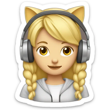 she blond developer has headphones with catty ears sticker