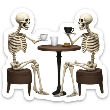 skeletons drinking coffee sticker