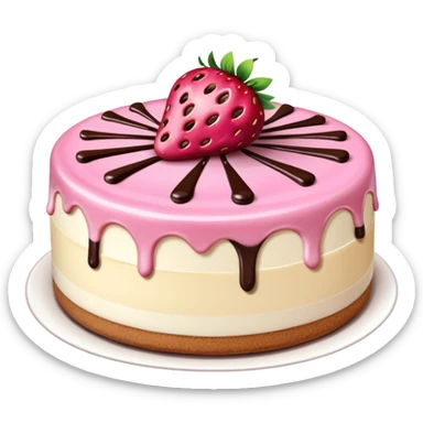 Pink Strawberry Cheesecake With Chocolate Syrup  sticker