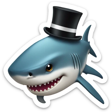 Shark with a top hat sticker