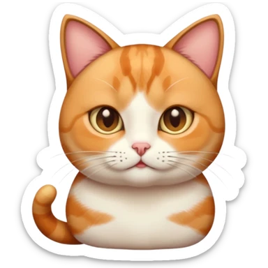 calico cat with cute slim face, small head, hazel eyes, and short but chubby body sticker