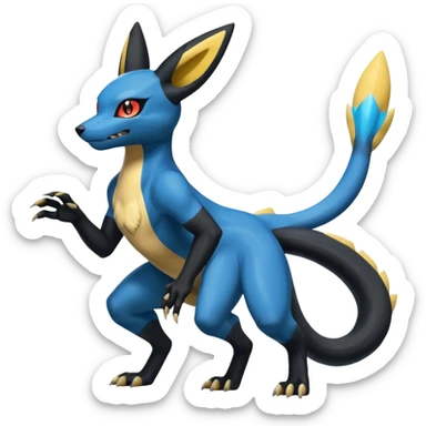 Umbreon-Lucario-Salandit-Zeraora-fusion, full body sticker