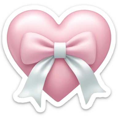 Pastel pink heart with white bow sticker