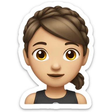 À Little girl with short brown  hair and a small ponytail on the top of the head sticker